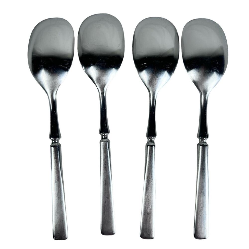Dansk ANVIL IHQ Japan Vintage 1980s Stainless Satin Soup Spoons-7.75”-Set of 4